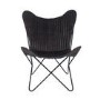 Steel Grey Leather & Iron Butterfly Chair