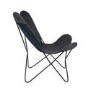 Steel Grey Leather & Iron Butterfly Chair