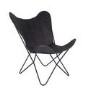 Steel Grey Leather & Iron Butterfly Chair