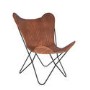 GRADE A1 - Vintage Brown Leather & Iron Butterfly Chair