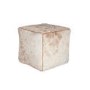 Cream and Brown Hide Leather Pouffe