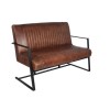 Vintage Brown Leather &amp; Iron Sofa