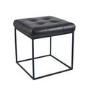Steel Grey Leather & Iron Buttoned Footstool