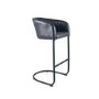 Grey Tub Leather Bar Stool with Back