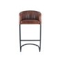 Vintage Brown Leather & Iron Curved Back Bar Stool