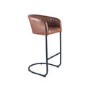Vintage Brown Leather & Iron Curved Back Bar Stool