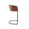 Vintage Brown Leather &amp; Iron Curved Back Bar Stool