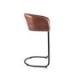 Vintage Brown Leather & Iron Curved Back Bar Stool