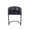Steel Grey Leather &amp; Iron Curved Back Dining Chair
