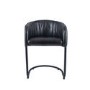 Steel Grey Leather & Iron Curved Back Dining Chair