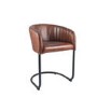 Vintage Brown Leather & Iron Curved Back Chair