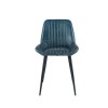 Prussian Blue Leather &amp; Iron Retro Dining Chair