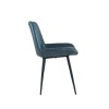 Prussian Blue Leather &amp; Iron Retro Dining Chair