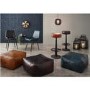 Prussian Blue Leather & Iron Retro Dining Chair