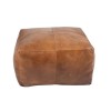Small Natural Tan Leather Square Pouffe