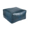 Prussian Blue Leather Square Pouffe