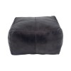 GRADE A2 - Steel Grey Leather Square Pouffe