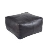 GRADE A2 - Steel Grey Leather Square Pouffe