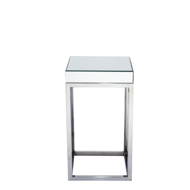 Mirrored Small Side Table in Glass & Metal 