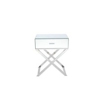 Silver Mirrored Glass & Metal 1 Drawer Unit