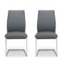 Set of 2 Grey Faux Leather Cantilever Dining Chairs - Hilton