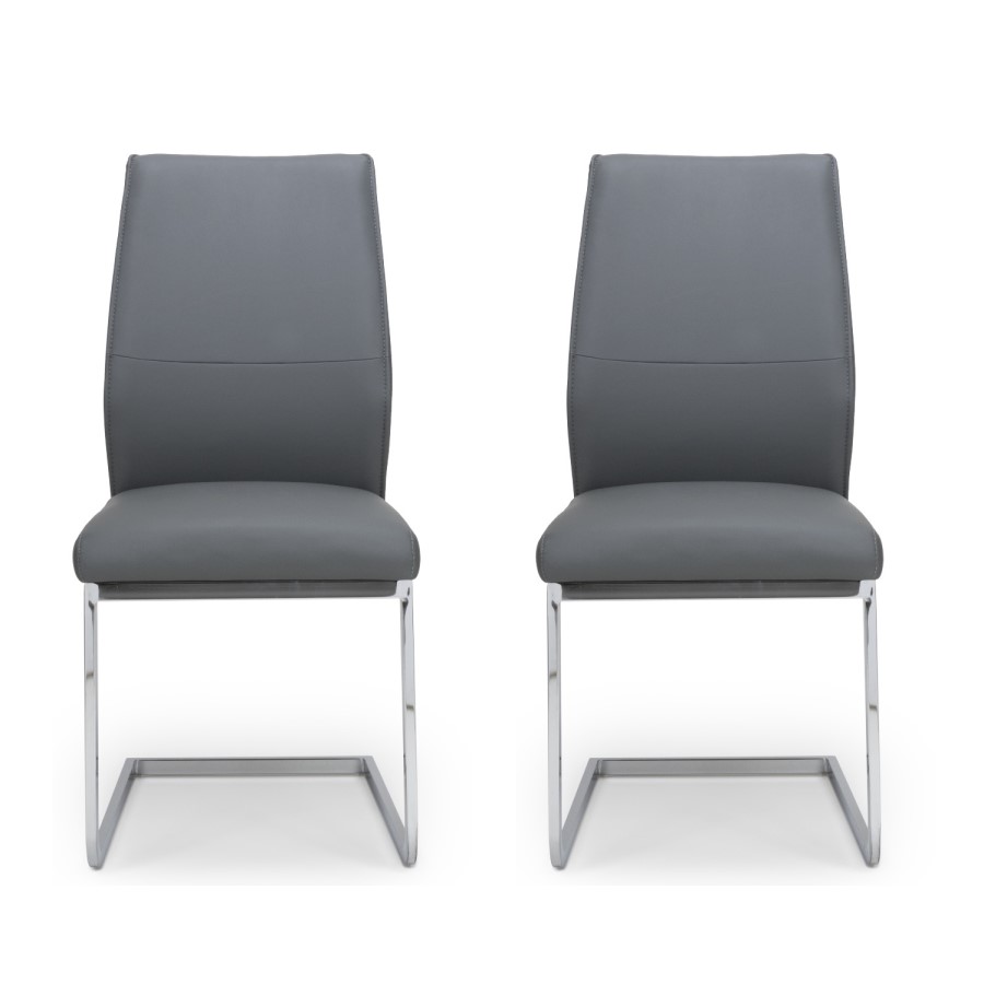 GRADE A1 - Hilton Cantilever Dining Chairs in Grey Faux Leather 