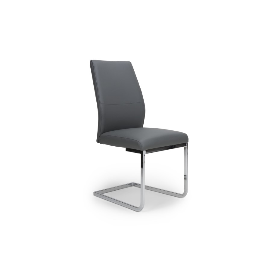 GRADE A1 - Hilton Cantilever Dining Chairs in Grey Faux Leather 
