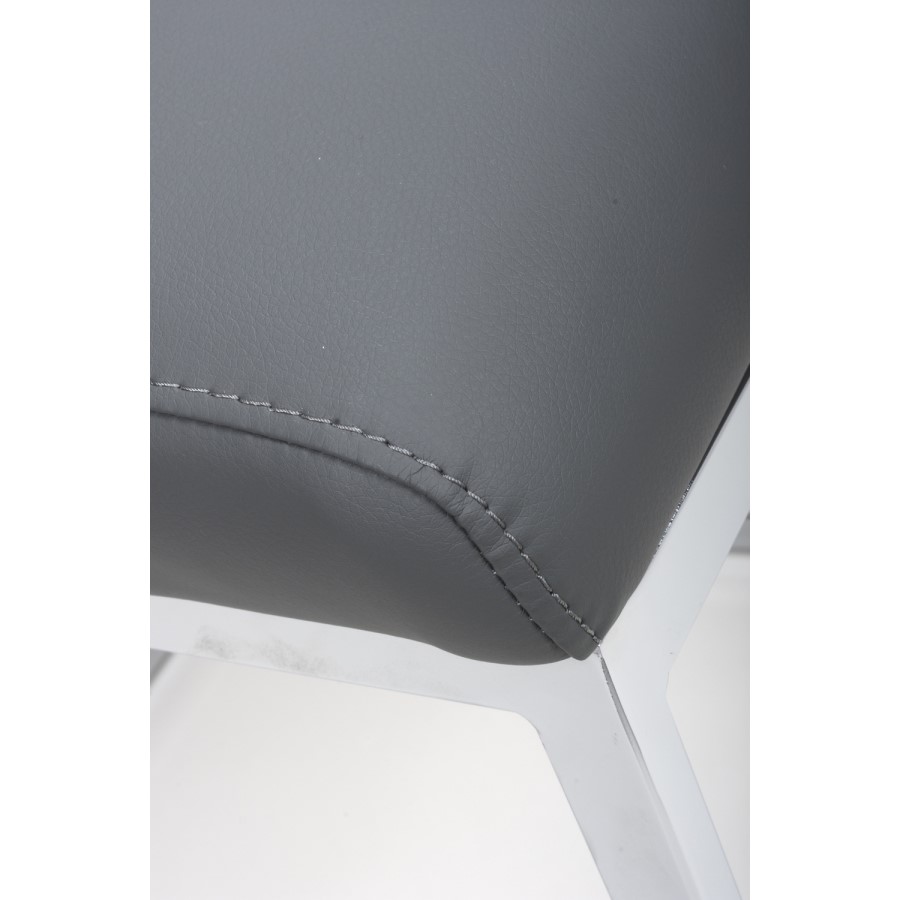 GRADE A1 - Hilton Cantilever Dining Chairs in Grey Faux Leather 