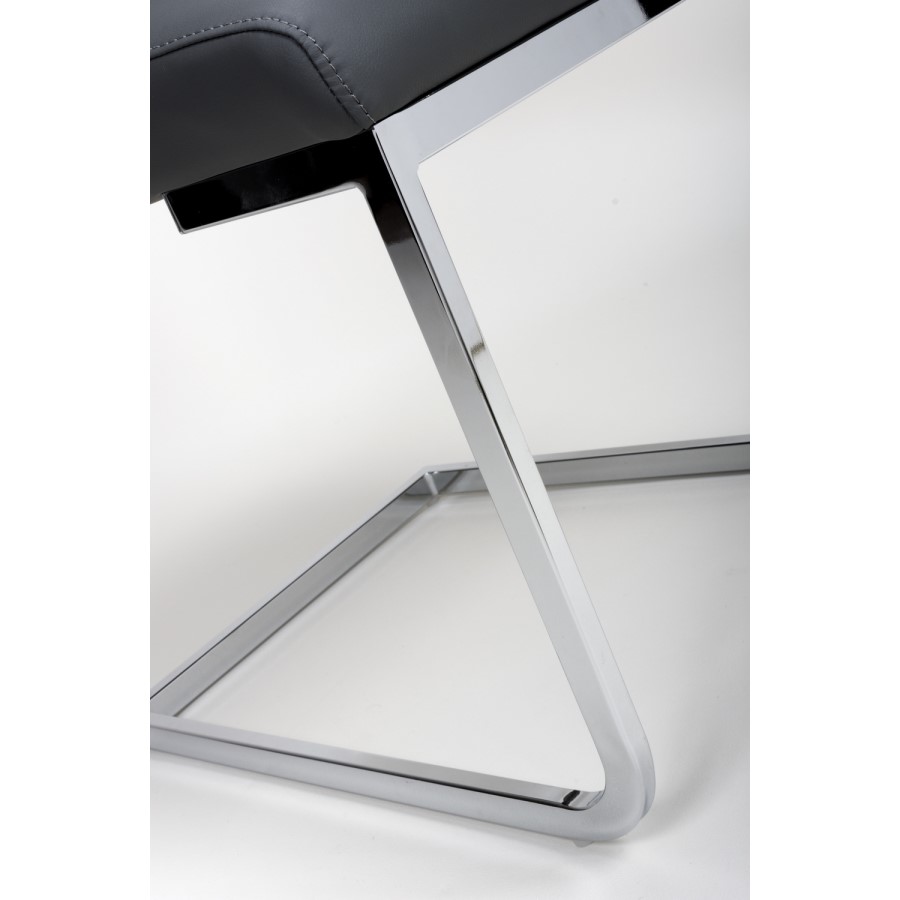 GRADE A1 - Hilton Cantilever Dining Chairs in Grey Faux Leather 