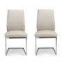 Set of 2 Cream Faux Leather Cantilever Dining Chairs - Hilton