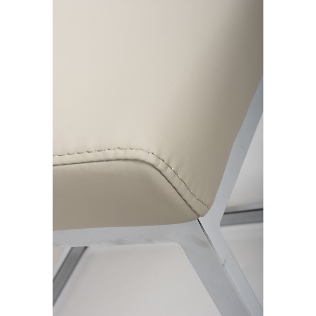 Set of 2 Cream Faux Leather Cantilever Dining Chairs - Hilton