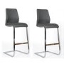 Hilton Bar Stools in Grey Faux Leather