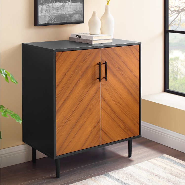 Wooden Double Door Sideboard with Black Frame 