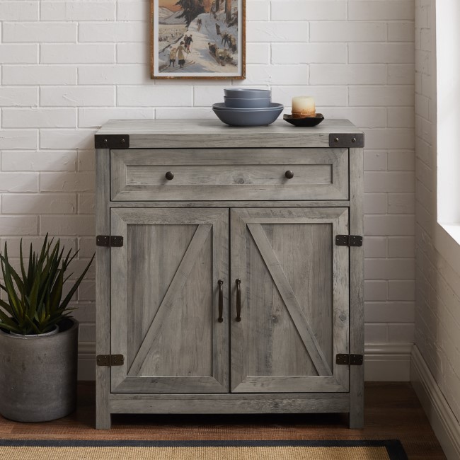 Grey Wooden Sideboard with Double Door & Drawers 