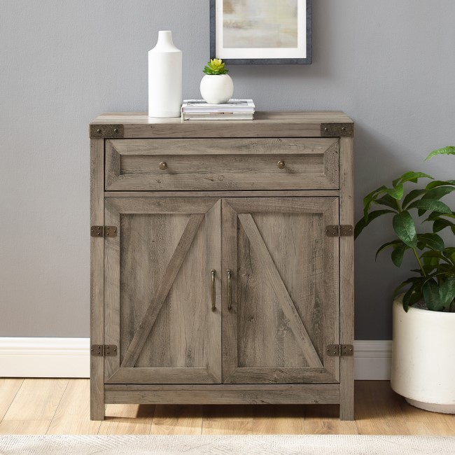 Grey Wooden Sideboard with Double Door & Drawers 