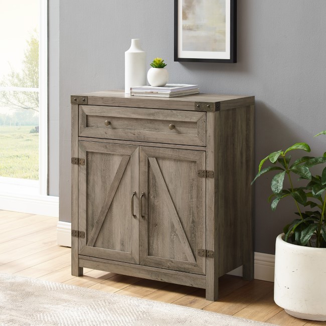 Grey Wooden Sideboard with Double Door & Drawers 