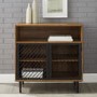 Small Walnut Display Cabinet with Black Doors - Foster