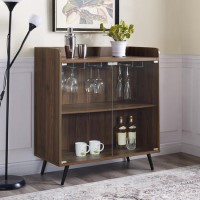 Dark Walnut Drinks Cabinet with Shelves & Stemware Rack 
