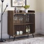 Dark Walnut Drinks Cabinet with Shelves & Stemware Rack 