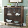 Dark Walnut Drinks Cabinet with Shelves & Stemware Rack 