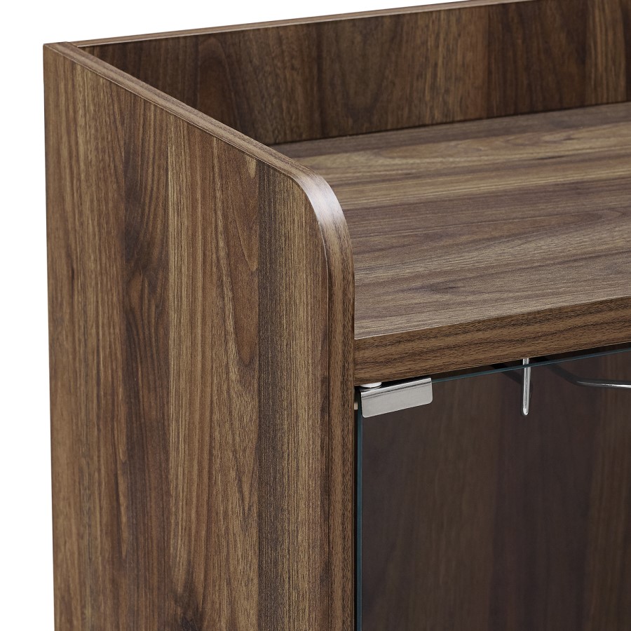Dark Walnut Drinks Cabinet with Shelves & Stemware Rack 