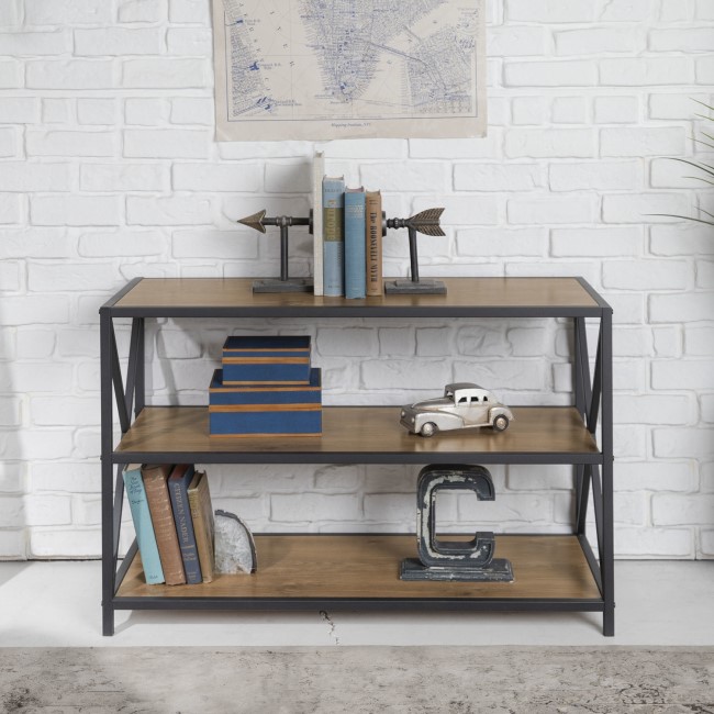 Wood Low Bookcase with Metal Frame - Foster