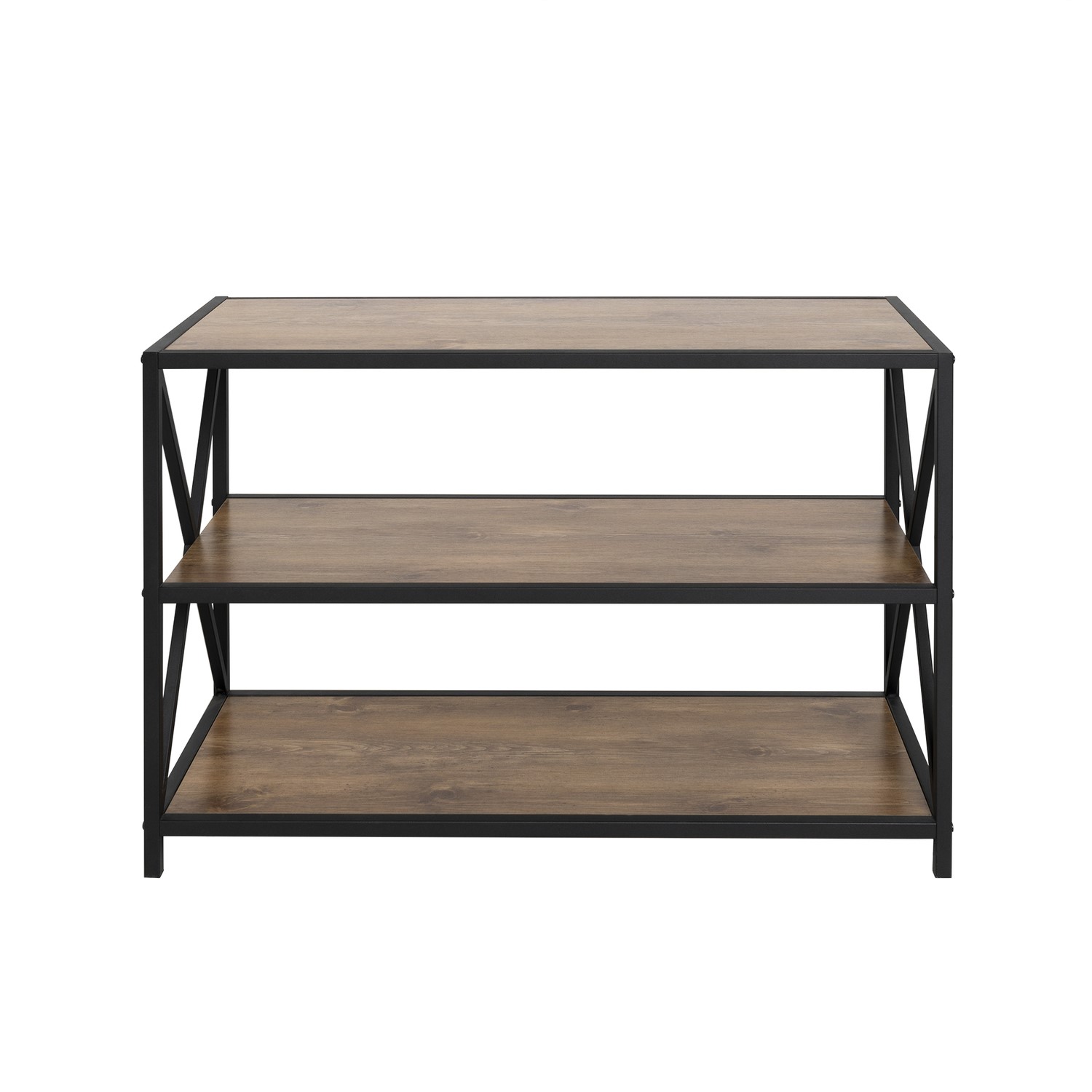 Wood Low Bookcase With Metal Frame, Metal Frame Bookcase Uk