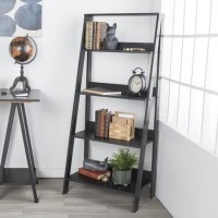 Ladder Bookcase in Black Wood Ladder Bookcase in Black Wood