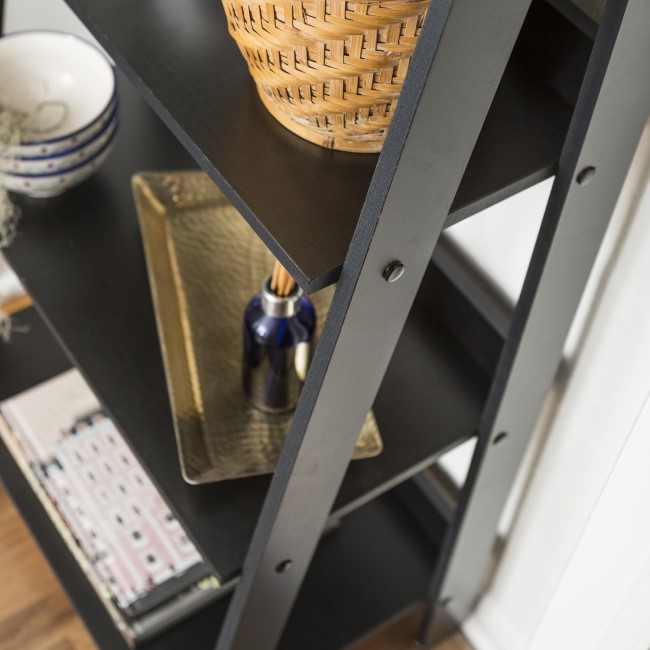 Ladder Bookcase in Black Wood