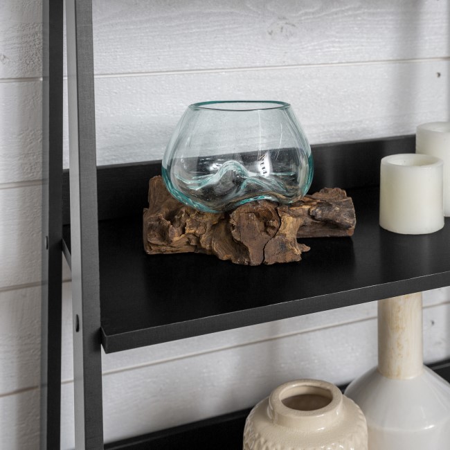 Ladder Bookcase in Black Wood