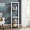 Ladder Bookcase with Wood Shelves &amp; White Frame