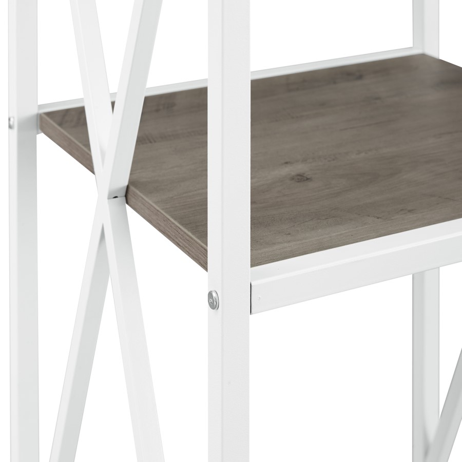 Ladder Bookcase with Wood Shelves & White Frame