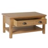 Small Rustic Oak Coffee Table with Drawers