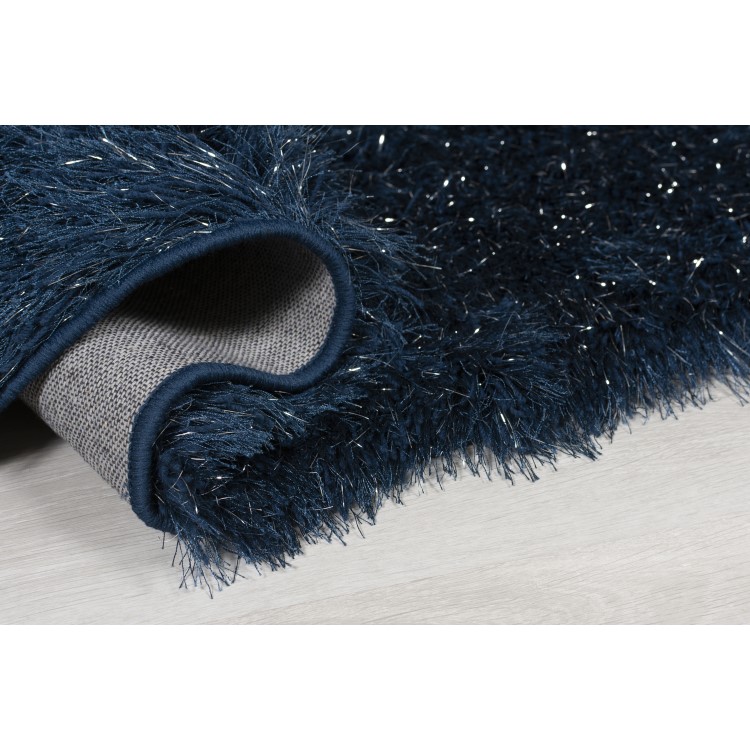 Sparkly Dark Blue Shaggy Rug 120x170cm - Flair